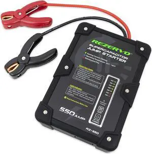 Rezervo Batteryless Jump Starter - Jumpstarts Vehicles Using Ultracapacitor Technology for Cars, Trucks, Boats, RVs, ATVs, and Other Gas Engines (RZ-550 (550A))