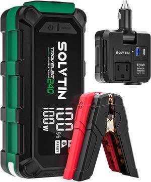 SOLVTIN 224Wh Portable Power Station with 2500A Jump Starter, Lithium Battery Backup with 120W AC Outlet, PD100W USB-C Bilateral Port, LED light, Power bank for Camping Home Office (TRAVELER 240)