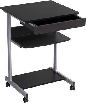 Yaheetech Mobile Computer Desk Cart, Small Rolling Laptop Desk PC Table Workstation with Drawer and Printer Shelf, Writing Desk Table for Small Space/Home Office
