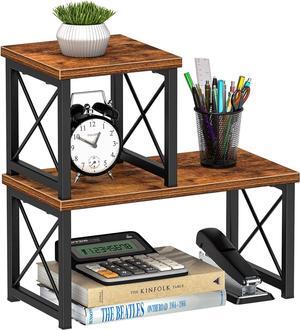 Desktop Shelf, Desktop Organizer Shelf, Freestanding Small Bookshelf Desk Shelf Organizer, 2 Tier Independent Stackable Desk Organizer, Desktop Office Storage Rack Display Shelf, Desk Hutch