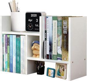 Desktop Shelf Organizer, Adjustable Wood Display Desk Shelf, Office Storage Rack Tabletop Bookshelf Multipurpose Shelves for Home Decor, Office, Gifts (H01)