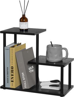 Desktop Shelf, Desk Organizers and Accessories, 3 Tier Shelf for Desk, Small Plant Stand, Wooden Shelves for Office/Home Black