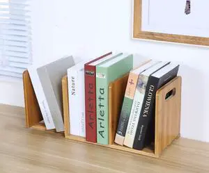 Expandable Desktop Bookshelf,Bamboo Desktop Bookcase,Mini Bookshelf Organizer Tabletop Bookshelf for Office Home Tabletop