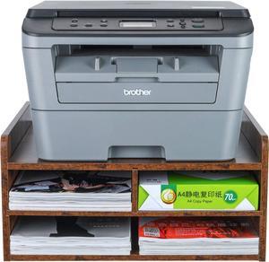PAG 3 Tier Desktop Printer Stand with Storage, Paper Storage Holder Rack for Desk, Wooden Printer Organization for Home/Office, Antique Brown