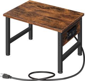 Printer Stand for Desk, Desktop Printer Stand with Outlet and USB Ports, Small Printer Table with Storage Hook, Under Desk Printer Cart, File Rack for Home Office BF01UPS01