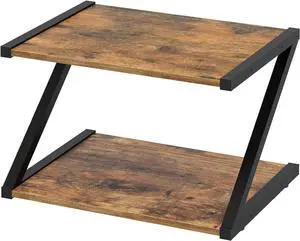 Desktop Printer Stand, 2-Tier Printer Table with Storage Shelf, Under Desk Printer Stand for Home Office, Open Organizer Shelf, Easy Assembly, Rustic Brown PS02BR
