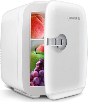 CROWNFUL Mini Fridge, 4 Liter/6 Can Portable Cooler and Warmer Personal Refrigerator for Skin Care, Cosmetics, Beverage, Food,Great for Bedroom, Office, Car, Dorm, ETL Listed