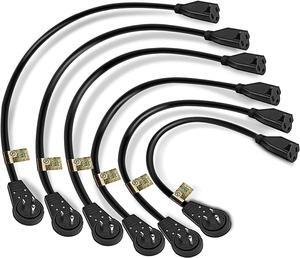 6 Pack Extension Cords, 3 Prong Power Cord 14AWG Extension Cable with 360 Degree Rotating Flat Plug