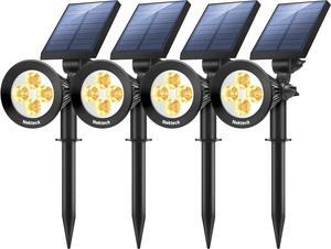 Nekteck Solar Lights Outdoor, 2-in-1 Solar Spotlights Powered 4 LED Adjustable Wall Light Landscape Lighting, Bright and Dark Sensing, Auto On/Off (4 Pack, Warm White)