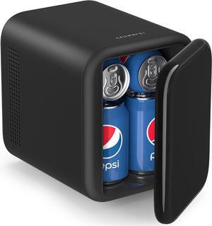 CROWNFUL Mini Fridge, 4 Liter/6 Cans Portable Skincare Fridge, AC/12V DC Cooler and Warmer Personal Refrigerator for Bedroom, Car, Dorm, Office, Food, ETL Listed Black