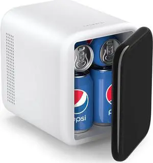 CROWNFUL Mini Fridge, 4 Liter/6 Cans Portable Skincare Fridge, AC/12V DC Cooler and Warmer Personal Refrigerator for Bedroom, Car, Dorm, Office, Food, ETL Listed Black Black