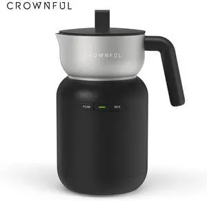 CROWNFUL Commercial Grade Milk Frother and Steamer, 5-in-1 Electric Frother w/ Temperature Control, Dishwasher Safe, Auto Shut-Off for Latte, Cappuccino, Coffee, Macchiato
