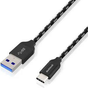 USB Type C Cable, Nekteck Nylon Braided USB-C to USB Type A Male Data & Charging Cord 56k ohm resistor 1m/3.3ft for for Macbook 12 Inch, LG G5, Google Pixel/ Pixel XL, Nexus 5x 6p More, Black