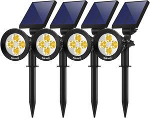 Nekteck Solar Lights Outdoor, 2-in-1 Solar Spotlights Powered 4 LED Adjustable Wall Light Landscape Lighting, Bright and Dark Sensing, Auto On/Off (4 Pack, Warm White)