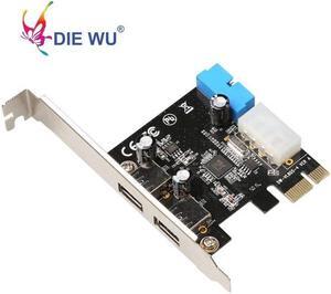 New USB 3.0 PCI-E Expansion Card Adapter External 2 Port USB3.0 Hub Internal 20pin Connecter PCI-E Card TXB050