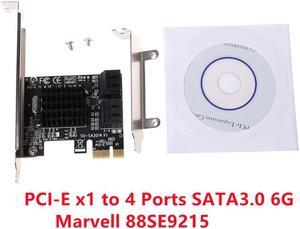 PCI-E x1 to 4 Ports SATA3.0 6G High Speed Expansion SATA Controller Card Mining Card Miner Adapter Card SSD IPFS Mining Adapter Card Marvell 88SE9215 With High/Low Profile Bracket