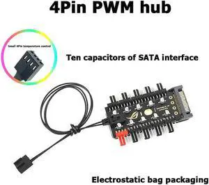 Motherboard 1 to 10pin fan 4 Pin PWM Cooler Fan HUB Splitter Extension 12V Power Supply Socket PC Speed Controller Adapter SATA Power Supply