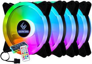 4 Pack RGB Fans + Remote Controller, 120mm Case Fan, RGB High Performance PC Fan, 12V Computer Chassis RGB Cooling Fan 12cm with Controller Remote Set for Computer Case