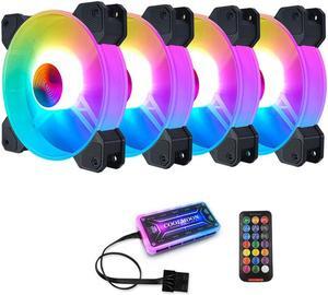 F-YH Computer Case PC Cooling Fan RGB Adjust 120mm Quiet + IR Remote New Computer Cooler RGB CPU Case Fans Four In One