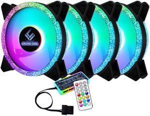 4 Pack RGB Case Fan 12cm + Remote Controller, Computer 120mm Cooling 3pin 4pin Rainbow Color Ventilador PC Fan RGB 12V with LED Lights