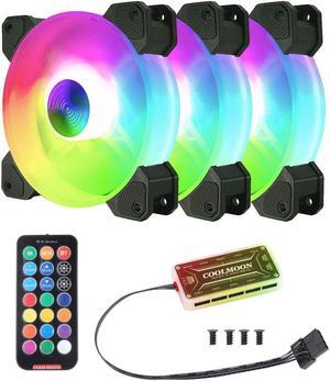 3pcs Adjustable Computer Cooling Fan Quiet 120mm RGB Fan PC Case Fan Cooler RGB Cooler Fans for Computer Cooler with Standard Controller (3Fans + Controller)