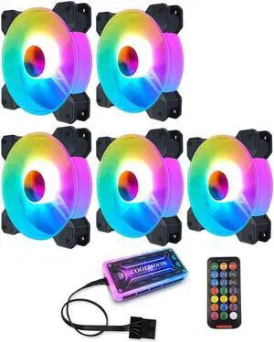 5PCS Case Fan Adjustable Computer Cooling Fan Quiet 120mm RGB Fan PC Case Fan Cooler RGB Cooler Fans for Computer Cooler with Standard Controller (5 Fans + Controller) dfvsGmA