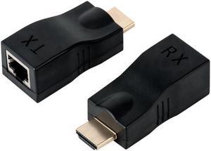 New HDMI Extender, Up to 100ft HDMI Ethernet Network Extender Adapter Over RJ45 Cat5e Cat6 Cable (30M Sender + Receiver, 1 Port RJ45)