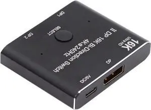 DisplayPort Switch 16K Splitter Bi-directional DP 2.0 Switcher 2 in 1 Out/1 in 2 Out Supports 16K@60Hz 4K@240Hz Compatible with PC Host Monitor Laptop etc (A0201)