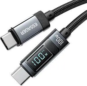 100W USBC to USBC Cable with LED Display 1 Pack 3.3ft, Type C to Type C Cable, USB C Charger Cable Fast Charging Compatible with MacBook Air/Pro, iPad Pro 12.9/11/Air/Mini, Samsung S23/22/21