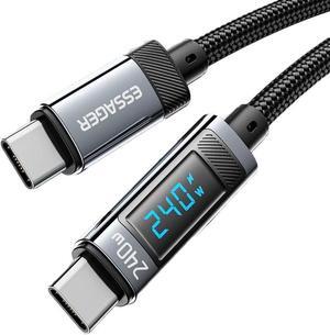 240W USBC to USBC Cable with LED Display 1 Pack 3.3ft, Type C to Type C Cable, USB C Charger Cable Fast Charging Compatible with MacBook Air/Pro, iPad Pro 12.9/11/Air/Mini, Samsung S23/22/21