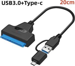 SATA to USB3.0 Cable with USB-C Adapter - USB 3.0/USB-C to 2.5 SATA I/II/III Hard Drive Adapter - External Converter for SSD/HDD Data Transfer (L06B2IN1)