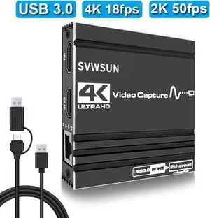 External USB Capture Card with Gigabit Ports, Stream and Record in 1080p 60FPS 4K@60Hz with ultra-low latency on Nintendo Switch/PS5/OBS/PC/Camera, in OBS and more, works with PC and Mac