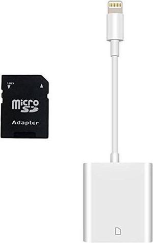 SD Card Camera Reader for iPhone iPad Trail Game Camera Card Viewer Reader for iPhone 6/6s/6s Plus/5/5s/7/7 Plus/8/8 Plus/X/XS MAX/iPad Mini/Air/Pro, No App Required-Whtie