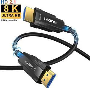 8K Fiber HDMI Cable 100ft, HDMI 2.1 Fiber Optic Long cable in-Wall Support 8K@60Hz, 4K@120Hz, 48Gbps, eARC Compatible with PS5/4, Xbox Series X, RTX 3080/3090, Denon AV Receiver and More