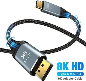 8K USB C to DisplayPort - 3.3FT/1M, Type C to DP Cable (8K 60Hz 4K@240Hz, 2K@360Hz) 32.4Gbps 1.4 HBR3 Alt Mode Video Adapter for iM1 MacBook Pro Mac Mini, XPS 15, MacBook Pro/Air
