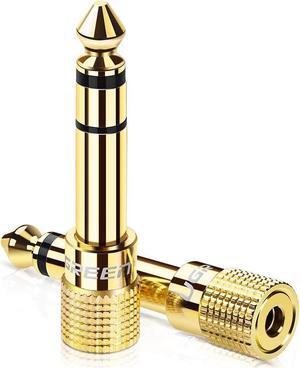 Professional 6.35mm 1/4 inch Plug to 3.5mm 1/8 inch Jack Gold  Plated TRS AUX Stereo Audio Headphone Jack Adapter Converter Connector(2 Pack)