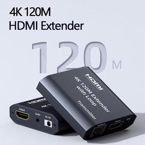 HDMI Over Ethernet Extender Over CAT5e/CAT6/CAT7 Cable 4K @ 30Hz - Upto 394 FT - Supports & 3D, HD Audio