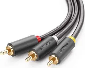 3 RCA Cable Male to 3RCA Male Stereo Audio Video RCA Cable RG59 Gold Plated for Connecting Your VCR, DVD, HDTV and Other Home Theater Audio Video Equipment, 4.5ft 1.5m