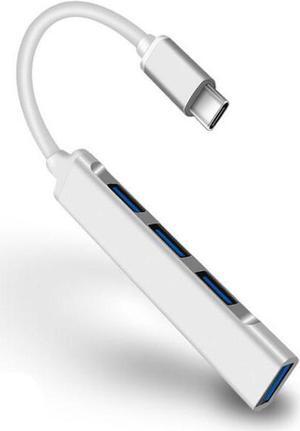 4 Port USB-C Hub Splitter, Ultra Slim USB Data Hub for MacBook Air, Laptop, iMac,PC, USB Flash Drives, Hard Drive -Silver