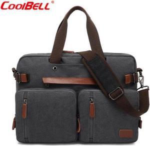 Water Resistant Canvas Multifunctional Business Professional and College School Student Backpack Daypack Fits 15.6'' Laptop. Convertible backpack to briefcase and shoulder bag (Canvas Gray)