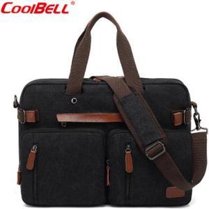 Water Resistant Multifunctional Business Professional and College School Student Backpack Daypack Fits 17.3'' Laptop. Convertible backpack to briefcase and shoulder bag (Canvas Black)