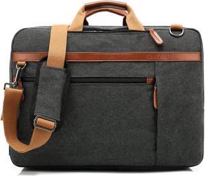Convertible 3 in 1 Travel Laptop Backpack, 17.3 Inch Anti Theft Laptop Backpack, Water Resistant College Bookbag, Large Capacity Black Computer Backpacks for Work, Canvas Black