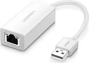USB Ethernet Adapter USB 2.0 Network Card to RJ45 Lan for Windows 10 Xiaomi Mi Box 3 Nintend Switch Ethernet USB, White