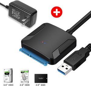 SATA to USB3.0 Adapter with 12V 2A Power Adapter, USB 3.0 to SATA, 22 pin USB Cable 3.0 to SATA us Adapter for 2.5 inch 3.5 inch HDD SSD Hard Drive (2.5 inch 3.5 inch)
