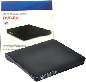 External CD DVD Drive, USB 3.0 Slim Portable External CD DVD Rewriter Burner Writer,High Speed Data Transfer USB Optical Drives Player for PC Desktop Laptop Windows Linux Mac OS (Black)