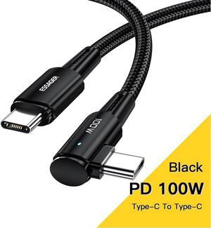 [10ft, 1-pack] USB C Cable, LED Power Right Angle 90 Degree E-Marker PD 100W 5A Fast Charging 480Mbps Data Transmission Type C Cable for MacBook Pro, Samsung Galaxy, iPad and More