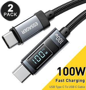 LED Display USB C Cable 100W 2-Pack 6.6FT Compatible with MacBook Pro 2022, iPad Pro 2022, iPad Air 5, Galaxy S22 Ultra, Pixel, PS5, Switch, etc.