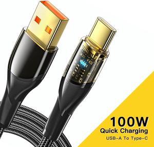 USB A to USB C Cable (1-Pack, 3.3ft), 100W 7A USB C Cable transparent, Type C Charger Cable Fast Charging for MacBook Pro, iPad Pro Air Mini, Samsung Galaxy S23/22/Z Fold/Z Flip, Pixel