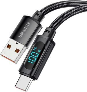 USB A to USB C Cable (1-Pack, 3.3ft), 100W 7A USB C Cable with LED Display, Type C Charger Cable Fast Charging for MacBook Pro, iPad Pro Air Mini, Samsung Galaxy S23/22/Z Fold/Z Flip, Pixel