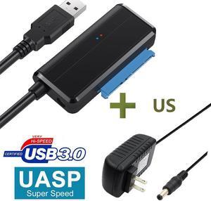 USB 3.0 To Sata 3 2 1 HDD SSD Hard Disk Drive Adapter Converter Cable SataIII To USB 3.0 for 2.5" 3.5" Inch Sata III II I, Compatiable for WD, Seagate, Toshiba, Samsung, Hitachi-Black